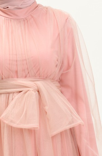 Tüll-Abendkleid mit gerafftem Rock 2456-03 Puder 2456-03