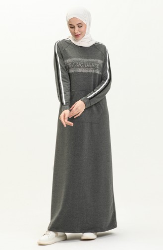 Detailliertes Kleid mit Kängurutasche 9243-01 Anthrazit 9243-01