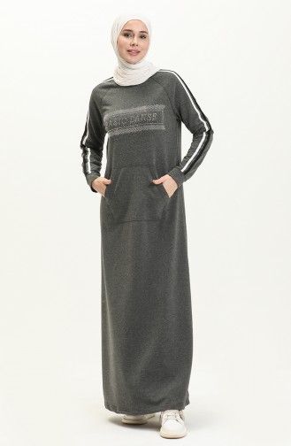 Detailliertes Kleid mit Kängurutasche 9243-01 Anthrazit 9243-01