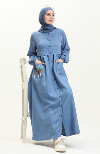 Embroidered Buttoned Dress 24Y8948-03 Indigo 24Y8948-03