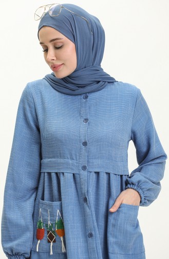 Robe Boutonnée Brodée 24Y8948-03 İndigo 24Y8948-03