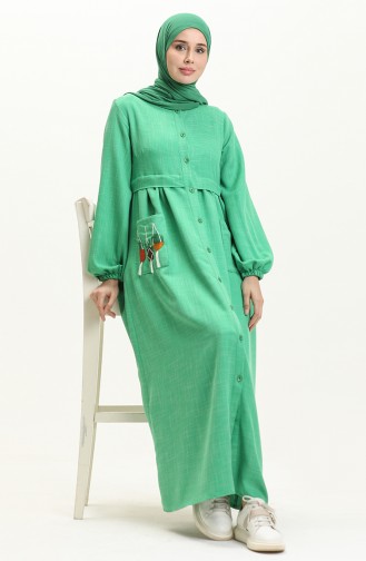 Besticktes Knopfkleid 24Y8948-07 Grün 24Y8948-07