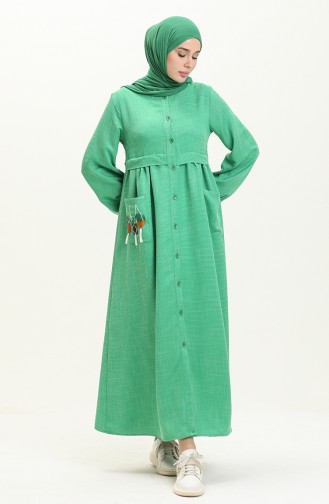Besticktes Knopfkleid 24Y8948-07 Grün 24Y8948-07