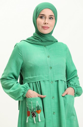 Besticktes Knopfkleid 24Y8948-07 Grün 24Y8948-07