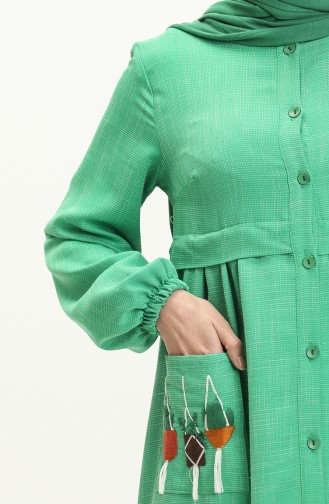 Besticktes Knopfkleid 24Y8948-07 Grün 24Y8948-07