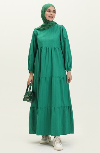 Besticktes Kleid mit elastischen Ärmeln 24Y8984-02 Smaragdgrün 24Y8984-02