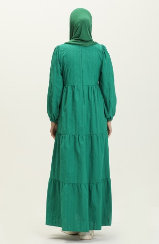 Besticktes Kleid mit elastischen Ärmeln 24Y8984-02 Smaragdgrün 24Y8984-02