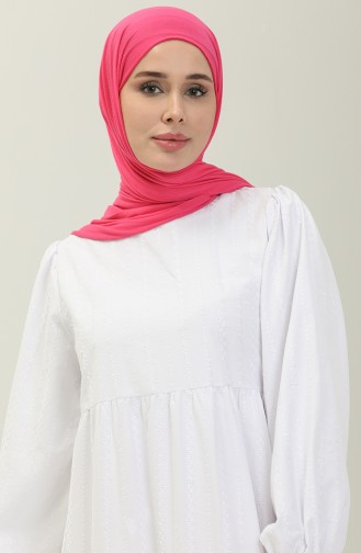 Besticktes Kleid mit elastischen Ärmeln 24Y8984-04 Weiß 24Y8984-04