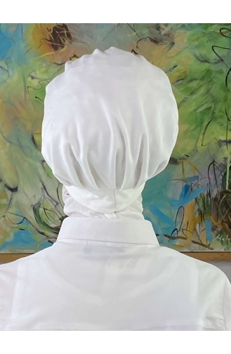 Chapeau Hijab Blanc Uni Avec Boucle SBT26SPK6-01 Blanc Blanc 26SPK6-01