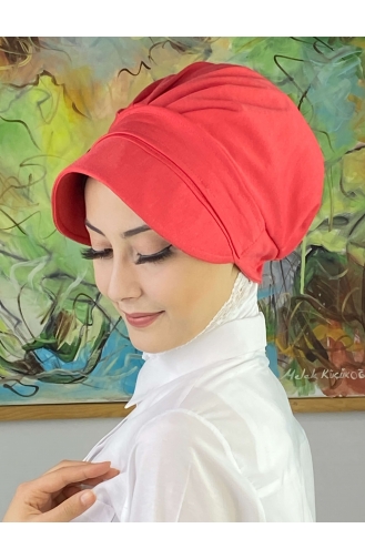 Chapeau Hijab Blanc Uni à Boucle SBT26SPK6-02 Blanc Rouge 26SPK6-02