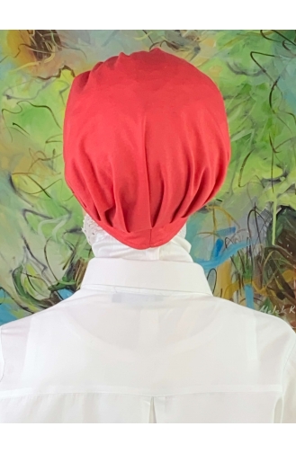 Chapeau Hijab Blanc Uni à Boucle SBT26SPK6-02 Blanc Rouge 26SPK6-02