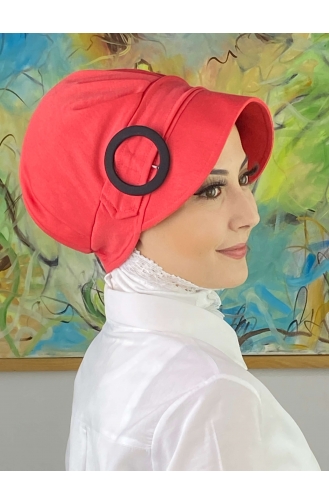 Chapeau Hijab Blanc Uni à Boucle SBT26SPK6-02 Blanc Rouge 26SPK6-02
