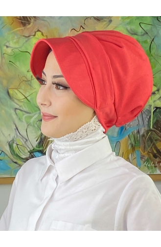 Chapeau Hijab Blanc Uni à Boucle SBT26SPK6-02 Blanc Rouge 26SPK6-02