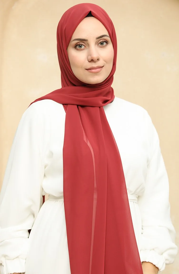 Nursema Nano Krep Şal 81003-35 Açık Bordo