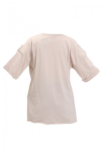 T-shirt en Coton Imprimé 20010-02 Beige 20010-02