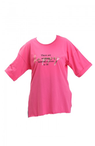 Bedrucktes Baumwoll-T-Shirt 20010-03 Fuchsia 20010-03