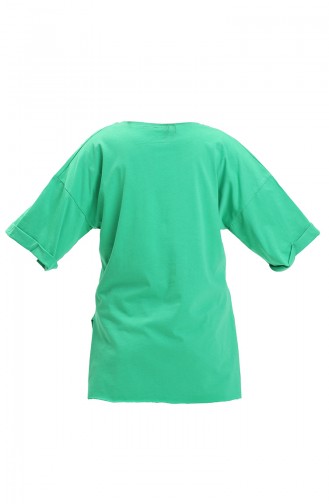 Baskılı Pamuklu Tshirt 20010-05 Yeşil