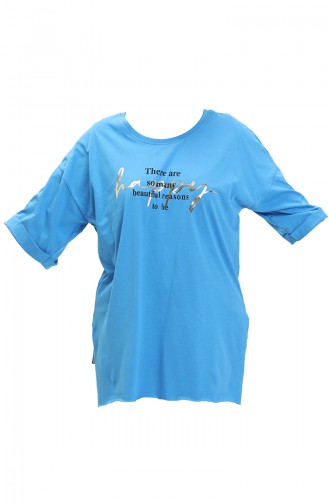 Bedrucktes Baumwoll-T-Shirt 20010-06 Blau 20010-06