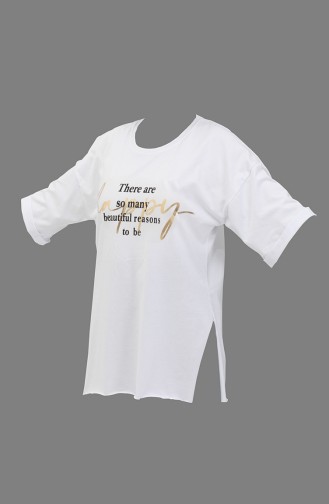 T-shirt en Coton Imprimé 20010-07 Blanc 20010-07
