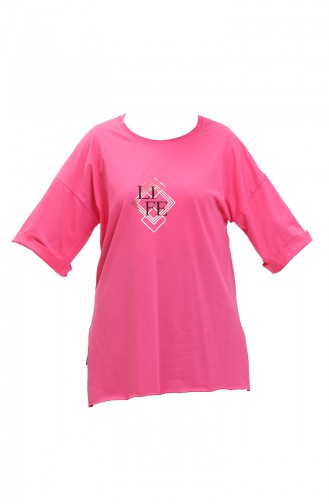 Printed Cotton T-shirt 20011-02 Fuchsia 20011-02