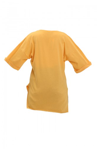 T-shirt en Coton Imprimé 20011-03 Jaune 20011-03