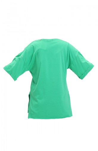 Baskılı Pamuklu Tshirt 20011-04 Yeşil