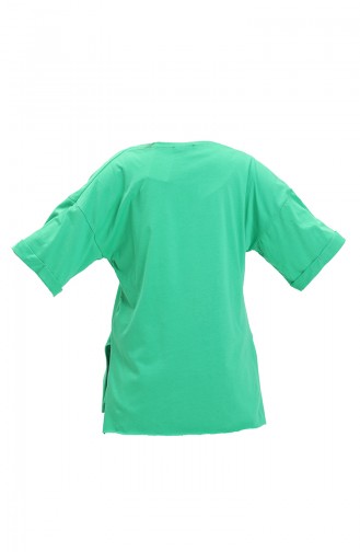 T-shirt en Coton Imprimé 20011-04 Vert 20011-04