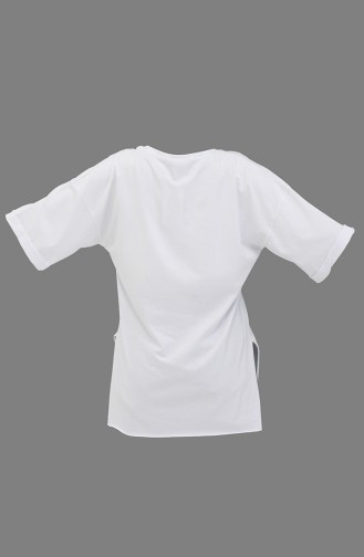 T-shirt en Coton Imprimé 20011-07 Blanc 20011-07