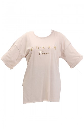 Printed Cotton T-shirt 20012-02 Beige 20012-02