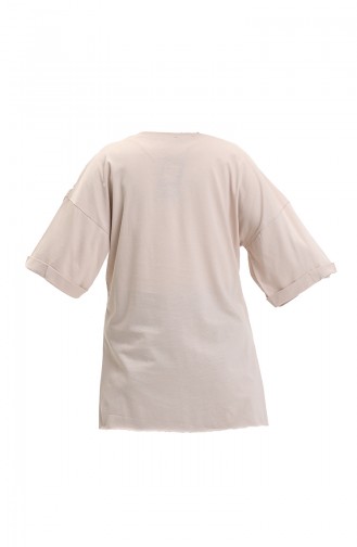 Bedrucktes Baumwoll-T-Shirt 20012-02 Beige 20012-02