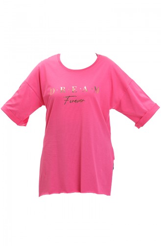 Bedrucktes Baumwoll-T-Shirt 20012-03 Fuchsia 20012-03