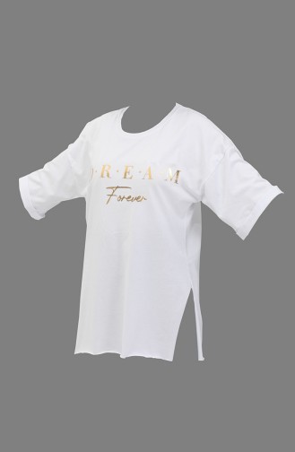 T-shirt en Coton Imprimé 20012-07 Blanc 20012-07