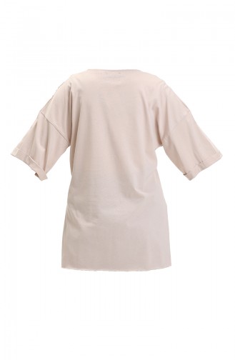 Bedrucktes Baumwoll-T-Shirt 20013-02 Beige 20013-02