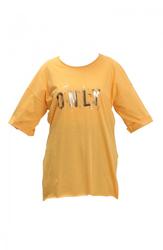 T-shirt en Coton Imprimé 20013-04 Jaune 20013-04