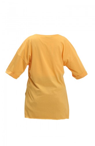 Baskılı Pamuklu Tshirt 20013-04 Sarı