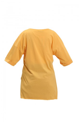 T-shirt en Coton Imprimé 20013-04 Jaune 20013-04