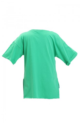 Baskılı Pamuklu Tshirt 20013-05 Yeşil