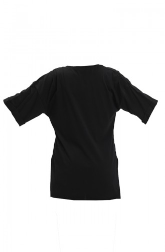 T-shirt en Coton Imprimé 20014-01 Noir 20014-01