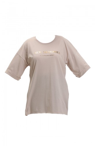 Printed Cotton T-shirt 20014-02 Beige 20014-02