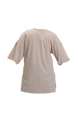 Printed Cotton T-shirt 20014-02 Beige 20014-02