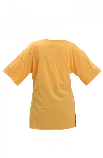 T-shirt en Coton Imprimé 20014-03 Jaune 20014-03