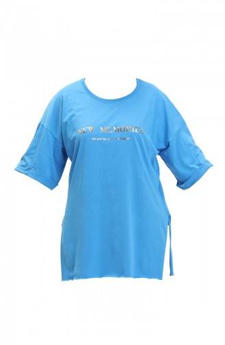 Bedrucktes Baumwoll-T-Shirt 20014-06 Blau 20014-06
