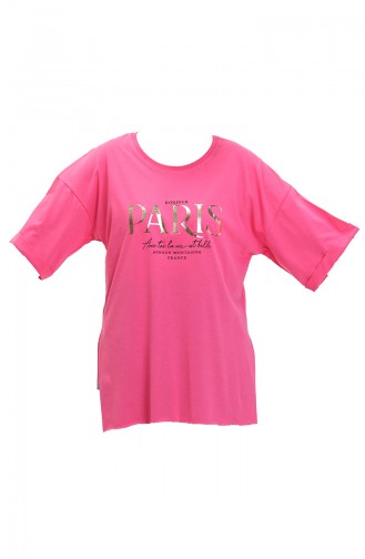 Bedrucktes Baumwoll-T-Shirt 20016-03 Fuchsia 20016-03