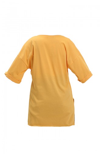 Baskılı Pamuklu Tshirt 20016-04 Sarı