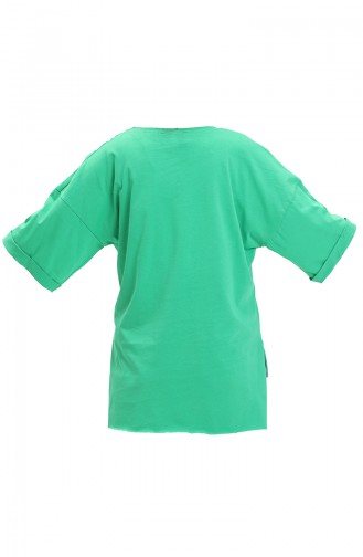 T-shirt en Coton Imprimé 20016-05 Vert 20016-05