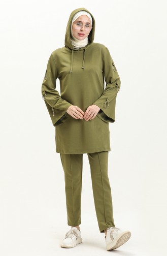 Ring Detailed Tracksuit Set 70016-05 Oil Green 70016-05