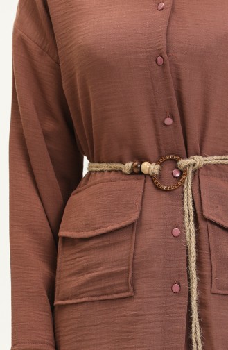 Kemer Detaylı Tunik Pantolon İkili Takım 70030-07 Kahverengi