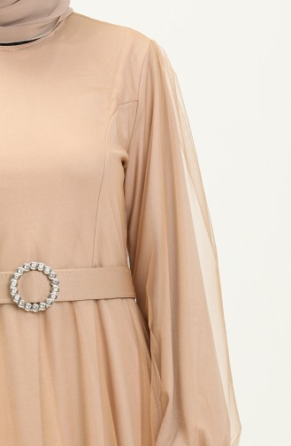 Tulle Evening Dress 2454-04 Milk Coffee   2454-04