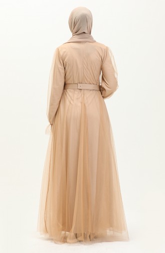 Tulle Evening Dress 2454-04 Milk Coffee   2454-04
