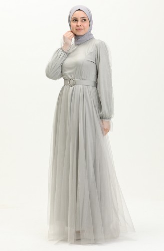 Robe de Soirée en Tulle 2454-08 Gris 2454-08